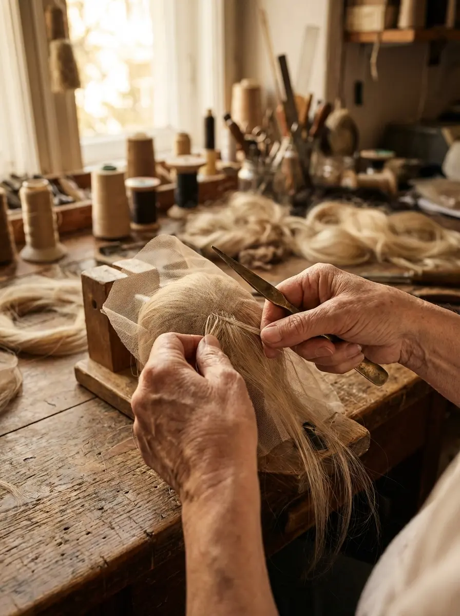 Premium Jewish Wigs Craftsmanship - Hand-tied Kosher Sheitels Manufacturing Process with Raw European Hair