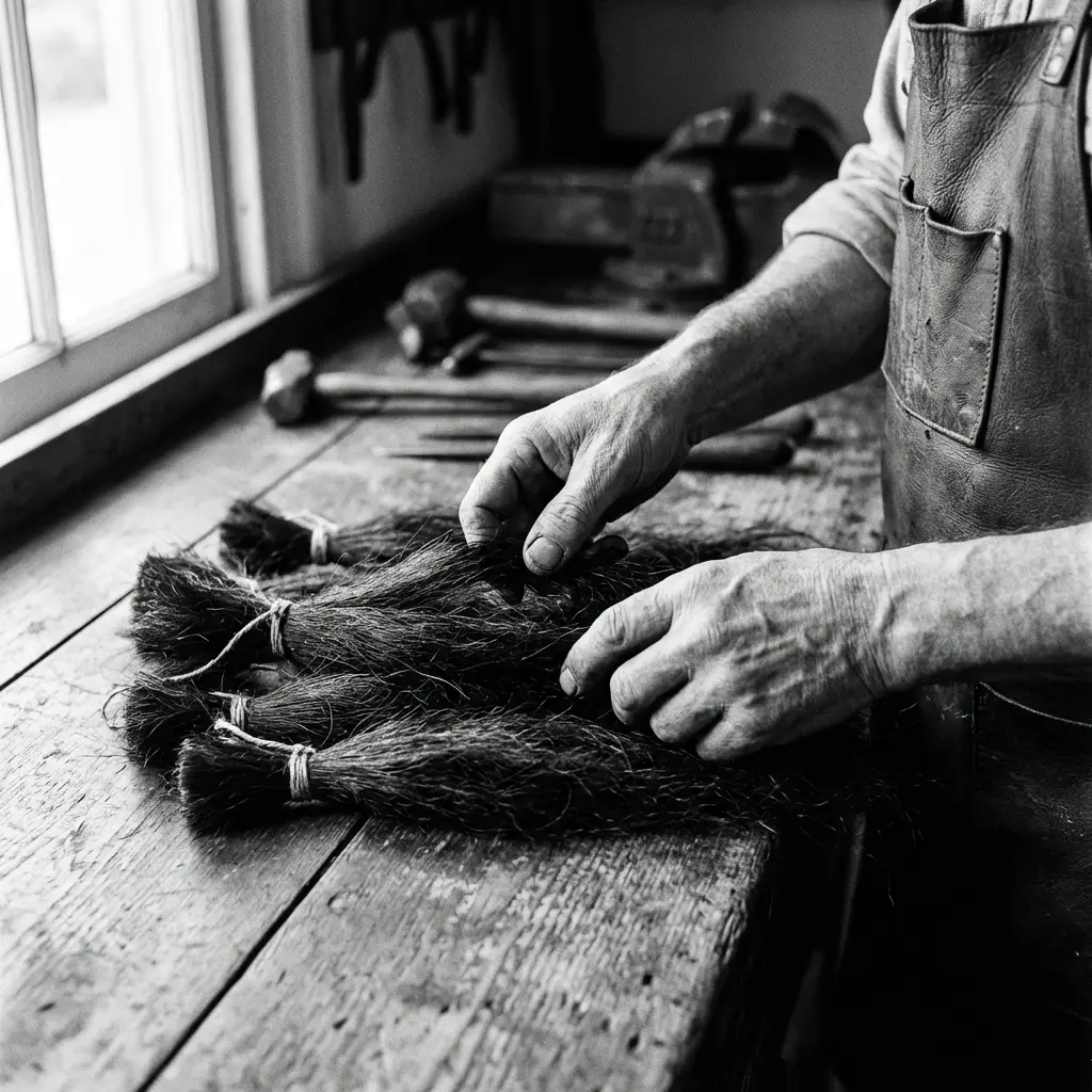 Master craftswoman hand-tying individual hair strands