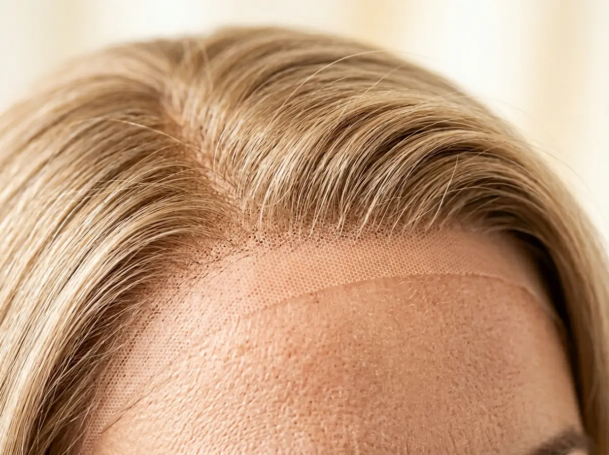 LEV hair topper invisible lace hairline — seamless integration detail close-up