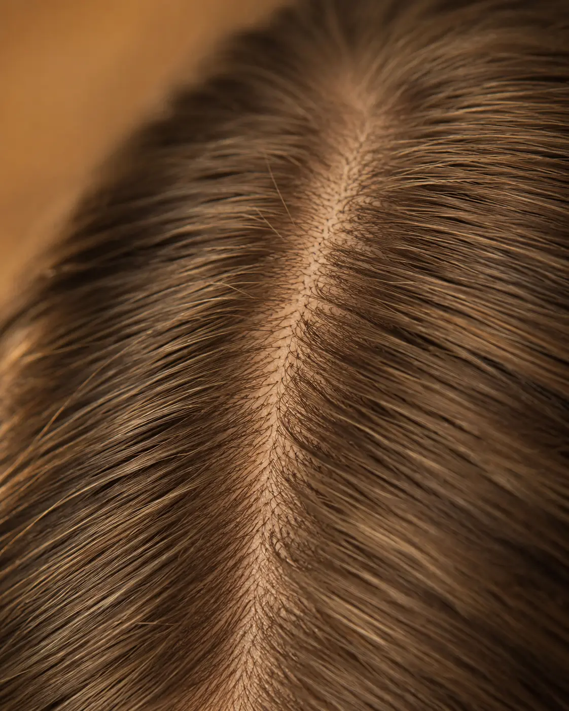 LEV bespoke sheitel close-up inspection showing knot-free silk top scalp detail before photo approval