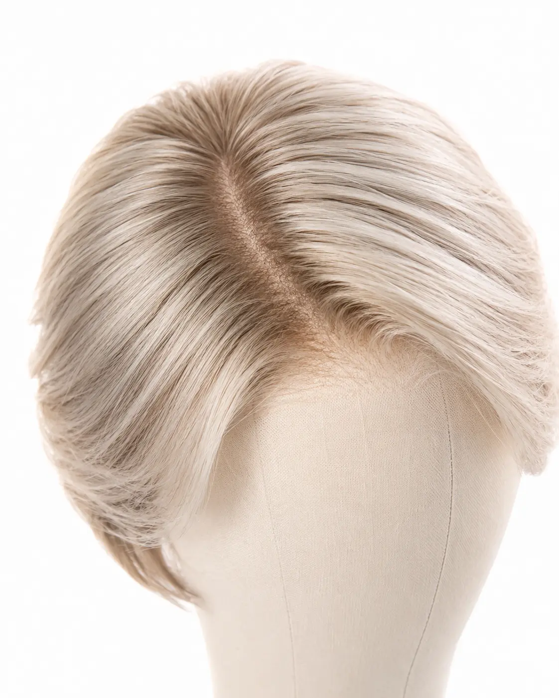 LEV bespoke hybrid cap sheitel combining silk top crown with Swiss lace front for maximum versatility and realism