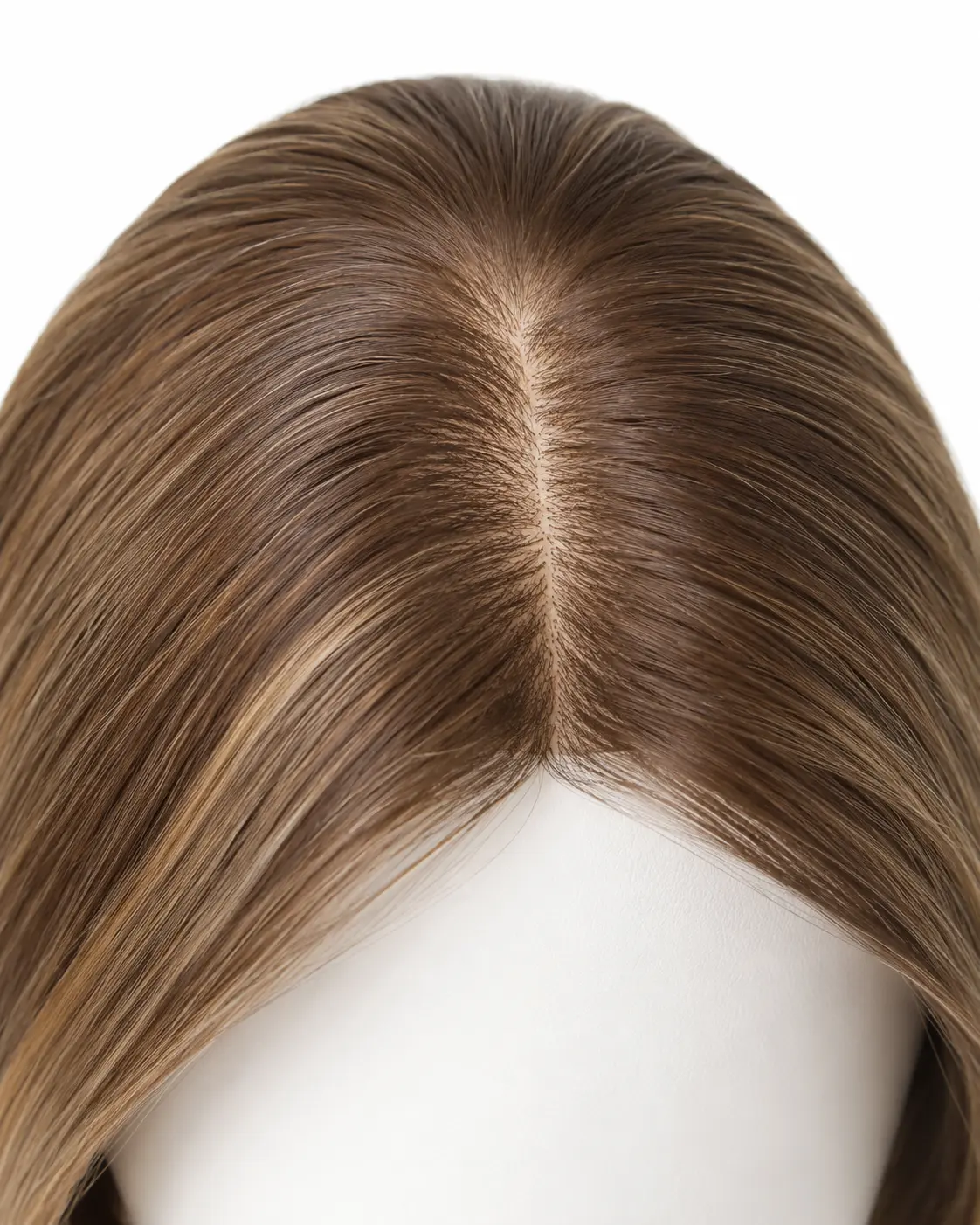 LEV bespoke silk top sheitel showing realistic scalp simulation with hand-tied European virgin hair