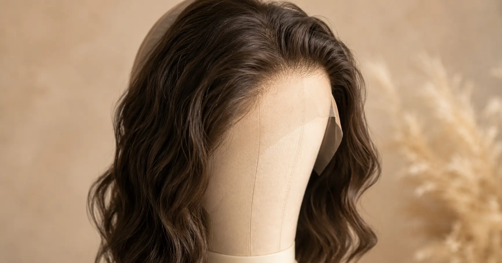 Lace front sheitel on display showing natural hairline with Swiss lace construction