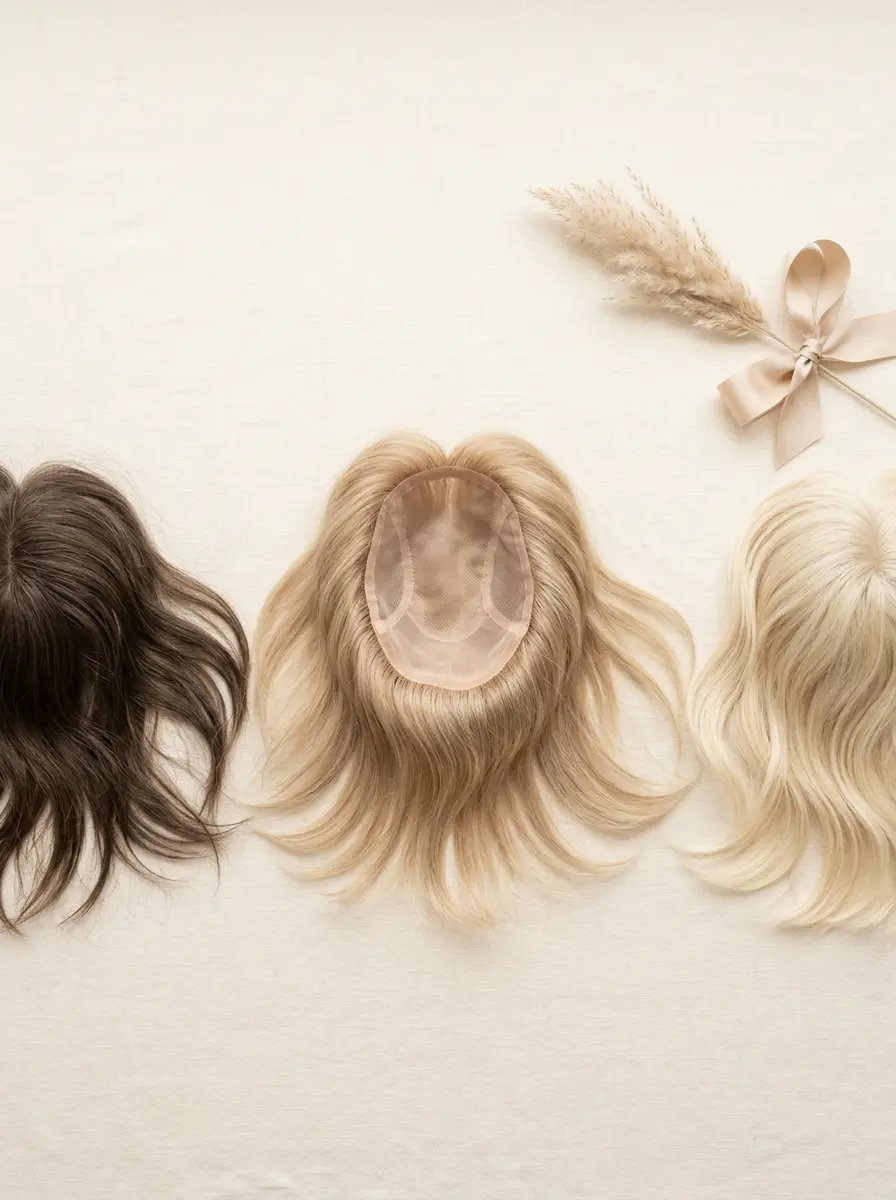 LEV Silk Top Toppers - Hand-Knotted Silk Base with Invisible Knots for Crown Volume and Thinning Hair