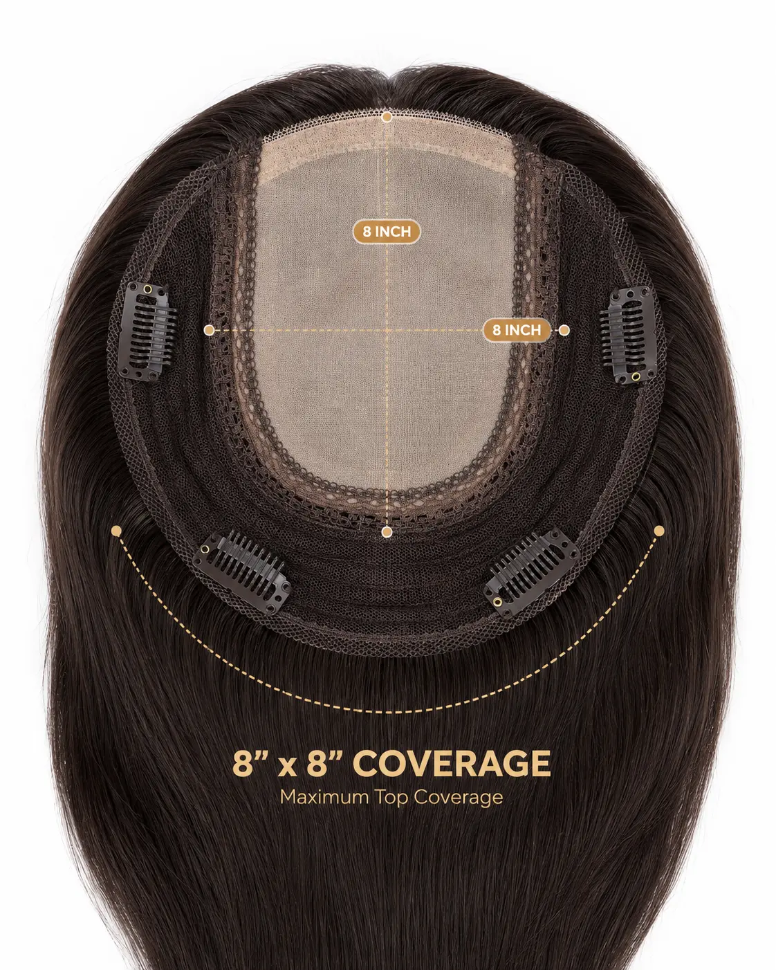 LEV large base silk top topper 8x8 inch providing maximum scalp coverage for significant thinning