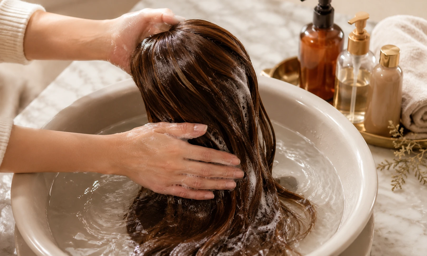 Step-by-step lace top sheitel washing guide with proper products and technique