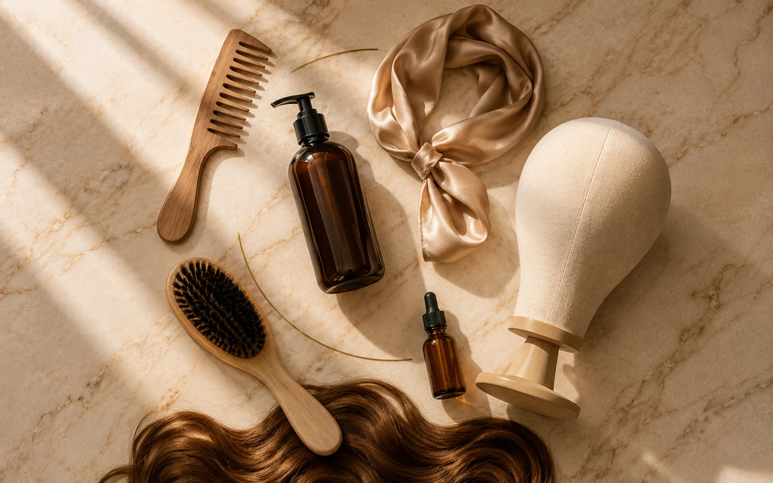 Human hair wig maintenance schedule showing daily, weekly, washing, and professional care steps