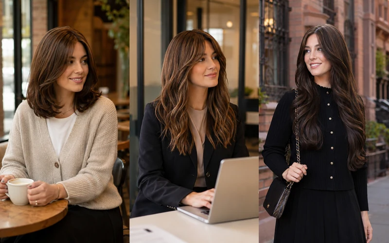 Orthodox Jewish sheitel styling options showing varied lengths, textures, and personalized fit briefs