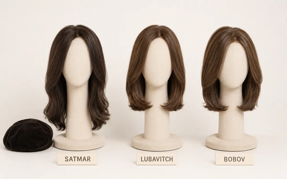 Comparison of Hasidic sheitel styles across different dynasties showing variations in length, color, and layering practices